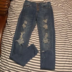 Mid rise skinny crop jeans